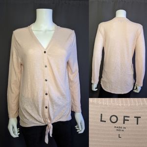 LOFT Soft Pink Button Down Cardigan Size L